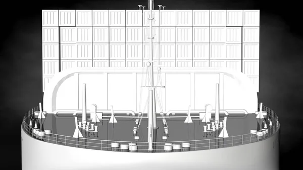 3D візуалізація білого відбиваючого корабля на темному тлі — стокове фото