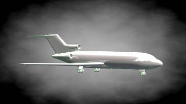 yansıtıcı bir uçak yeşil anahatları belirlenmiş çizgiler ile 3D render 