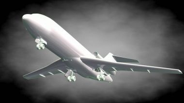 yansıtıcı bir uçak yeşil anahatları belirlenmiş çizgiler ile 3D render 