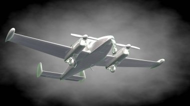 yansıtıcı bir uçak yeşil anahatları belirlenmiş çizgiler ile 3D render 