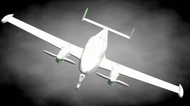 yansıtıcı bir uçak yeşil anahatları belirlenmiş çizgiler ile 3D render 