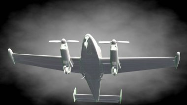 yansıtıcı bir uçak yeşil anahatları belirlenmiş çizgiler ile 3D render 