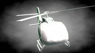 yansıtıcı bir helikopter 3D rendering yeşil Seviyelendirilmiş lin ile