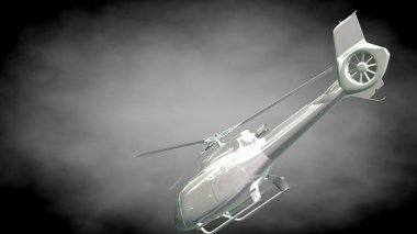 yansıtıcı bir helikopter 3D rendering yeşil Seviyelendirilmiş lin ile
