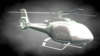 yansıtıcı bir helikopter 3D rendering yeşil Seviyelendirilmiş lin ile