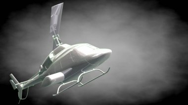 yansıtıcı bir helikopter 3D rendering yeşil Seviyelendirilmiş lin ile