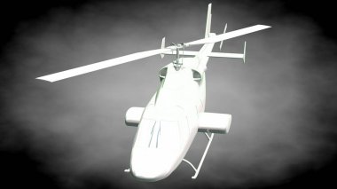 yansıtıcı bir helikopter 3D rendering yeşil Seviyelendirilmiş lin ile