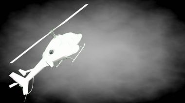 yansıtıcı bir helikopter 3D rendering yeşil Seviyelendirilmiş lin ile