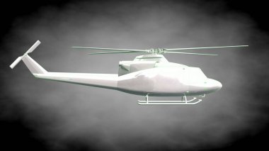 yansıtıcı bir helikopter 3D rendering yeşil Seviyelendirilmiş lin ile