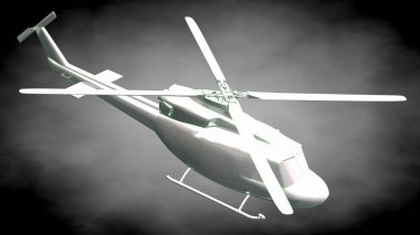 yansıtıcı bir helikopter 3D rendering yeşil Seviyelendirilmiş lin ile