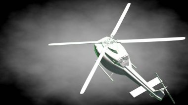 yansıtıcı bir helikopter 3D rendering yeşil Seviyelendirilmiş lin ile