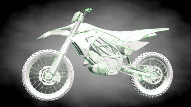 3D render yansıtıcı bir motor ile yeşil çizgiler olarak özetlenen 