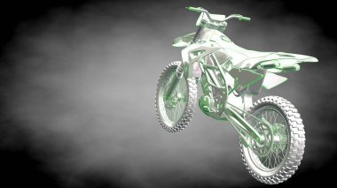 3D render yansıtıcı bir motor ile yeşil çizgiler olarak özetlenen 