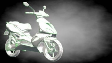 3D render yansıtıcı bir motor ile yeşil çizgiler olarak özetlenen 