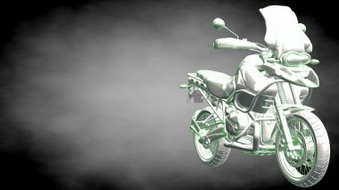 3D render yansıtıcı bir motor ile yeşil çizgiler olarak özetlenen 