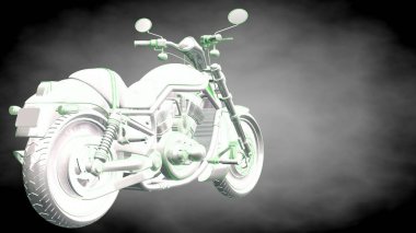 3D render yansıtıcı bir motor ile yeşil çizgiler olarak özetlenen 
