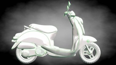 3D render yansıtıcı bir motor ile yeşil çizgiler olarak özetlenen 