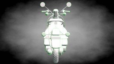 3D render yansıtıcı bir motor ile yeşil çizgiler olarak özetlenen 