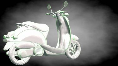 3D render yansıtıcı bir motor ile yeşil çizgiler olarak özetlenen 