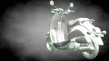 3D render yansıtıcı bir motor ile yeşil çizgiler olarak özetlenen 