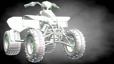 3D render yansıtıcı bir motor ile yeşil çizgiler olarak özetlenen 