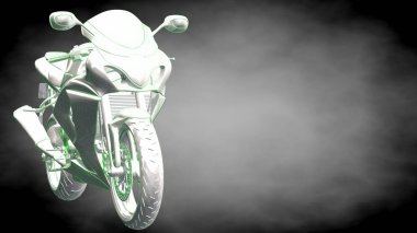 3D render yansıtıcı bir motor ile yeşil çizgiler olarak özetlenen 