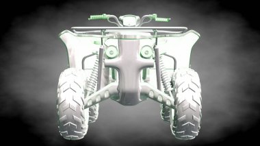 3D render yansıtıcı bir motor ile yeşil çizgiler olarak özetlenen 