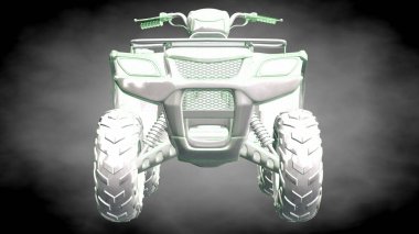 3D render yansıtıcı bir motor ile yeşil çizgiler olarak özetlenen 