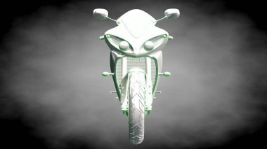 3D render yansıtıcı bir motor ile yeşil çizgiler olarak özetlenen 