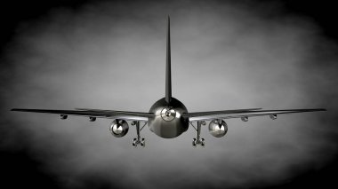 karanlık bir backgrou metalik bir yansıtıcı uçakta 3D render