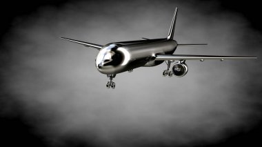 karanlık bir backgrou metalik bir yansıtıcı uçakta 3D render