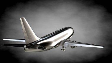 karanlık bir backgrou metalik bir yansıtıcı uçakta 3D render