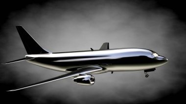 karanlık bir backgrou metalik bir yansıtıcı uçakta 3D render