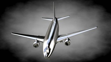 karanlık bir backgrou metalik bir yansıtıcı uçakta 3D render