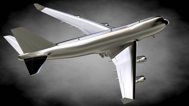 karanlık bir backgrou metalik bir yansıtıcı uçakta 3D render