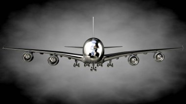 karanlık bir backgrou metalik bir yansıtıcı uçakta 3D render