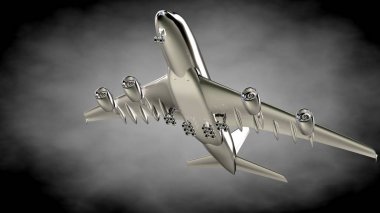 karanlık bir backgrou metalik bir yansıtıcı uçakta 3D render