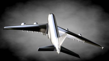 karanlık bir backgrou metalik bir yansıtıcı uçakta 3D render