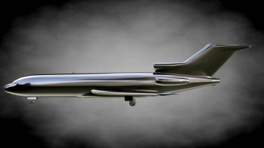 karanlık bir backgrou metalik bir yansıtıcı uçakta 3D render