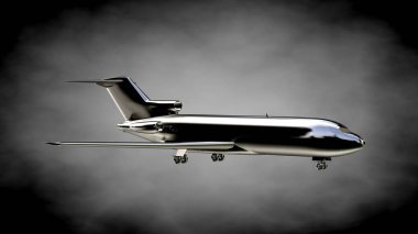 karanlık bir backgrou metalik bir yansıtıcı uçakta 3D render