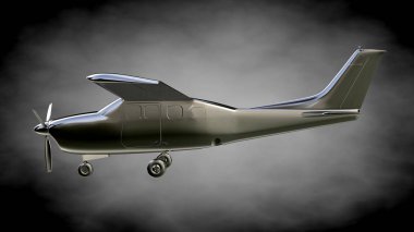 karanlık bir backgrou metalik bir yansıtıcı uçakta 3D render