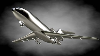 karanlık bir backgrou metalik bir yansıtıcı uçakta 3D render