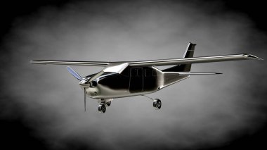 karanlık bir backgrou metalik bir yansıtıcı uçakta 3D render