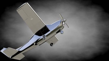 karanlık bir backgrou metalik bir yansıtıcı uçakta 3D render