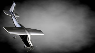 karanlık bir backgrou metalik bir yansıtıcı uçakta 3D render