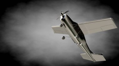 karanlık bir backgrou metalik bir yansıtıcı uçakta 3D render