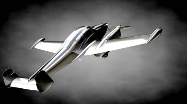 karanlık bir backgrou metalik bir yansıtıcı uçakta 3D render