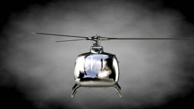 karanlık bir backgr metalik yansıtıcı helikopterle 3D render