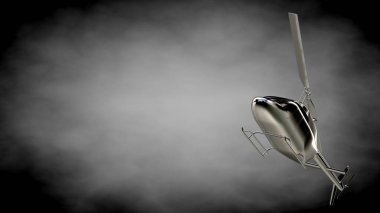 karanlık bir backgr metalik yansıtıcı helikopterle 3D render
