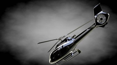 karanlık bir backgr metalik yansıtıcı helikopterle 3D render